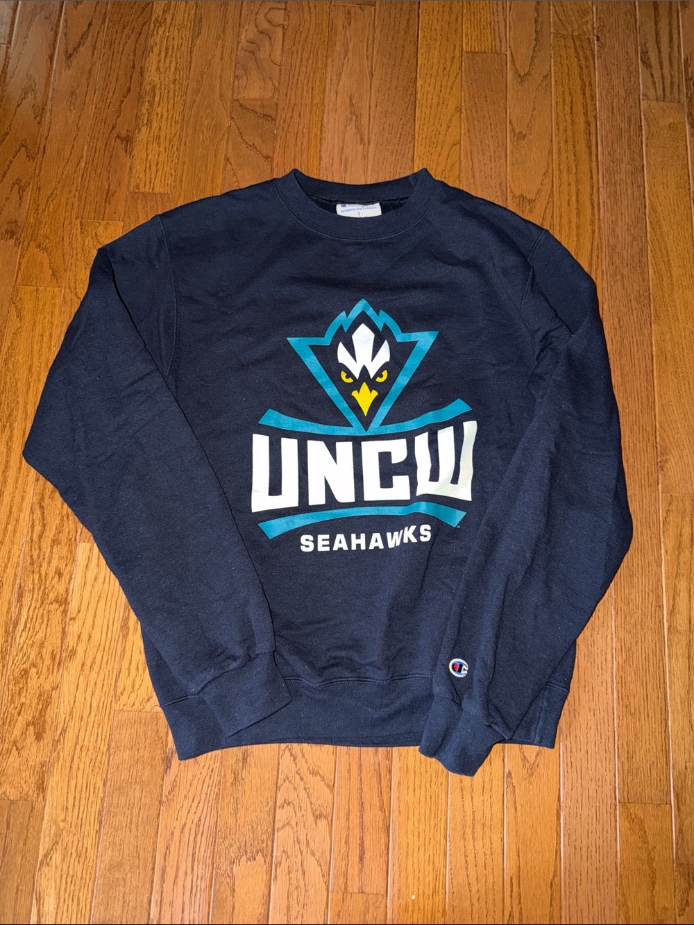 Champion UNCW Seahawks Navy Crewneck Sweatshirt with Teal & White Logo